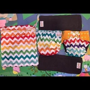 2 Ohbabyka pocket cloth diapers with wet bag